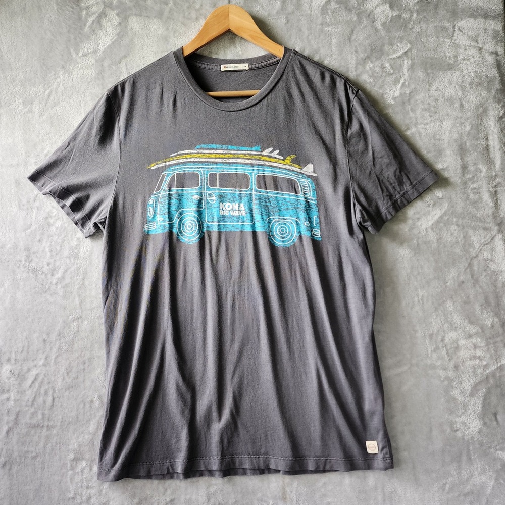 Marine Layer T-Shirt Mens Size Medium Kona Big Wave Surf Van Graphic Tee Grey